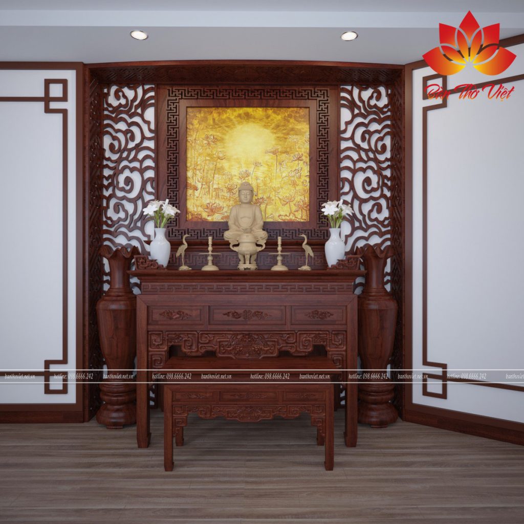Mẫu phòng thờ ở Long Biên được thiết kế hợp mệnh gia chủ
