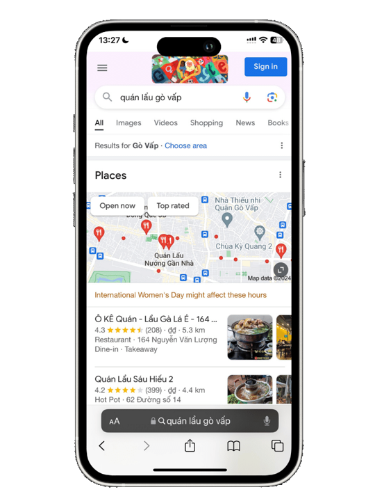 dịch vụ google map website
