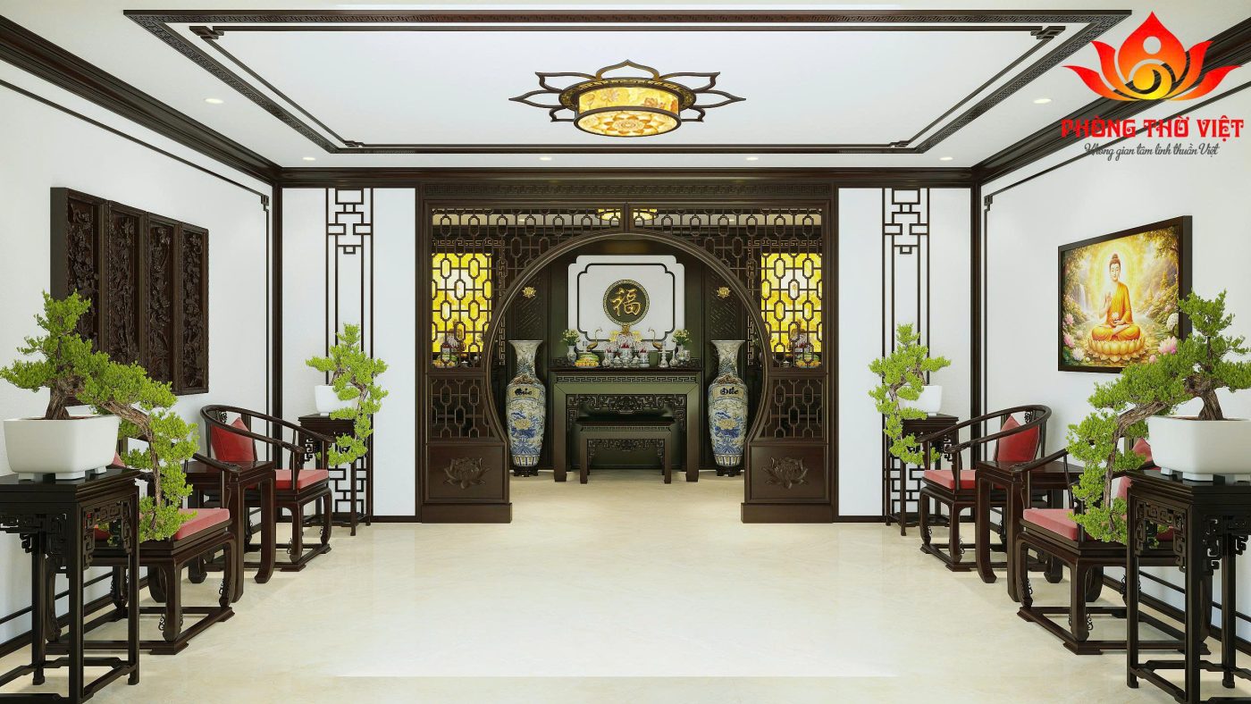 Phòng thờ biệt thự bằng gỗ tự nhiên – Giải pháp hoàn hảo cho không gian tâm linh đẳng cấp Trong kiến trúc nhà ở cao cấp, phòng thờ biệt thự luôn được xem là “trái tim tinh thần” của cả ngôi nhà. Đây không chỉ là nơi thể hiện lòng thành kính với tổ tiên mà còn phản ánh chiều sâu văn hóa và gu thẩm mỹ của gia chủ. Với xu hướng hiện nay, việc sử dụng gỗ tự nhiên trong thiết kế phòng thờ đang trở thành lựa chọn hàng đầu nhờ vẻ đẹp sang trọng và giá trị bền vững theo thời gian. 1. Vai trò của phòng thờ biệt thự trong không gian sống Một phòng thờ biệt thự được thiết kế bài bản sẽ mang lại nhiều giá trị: Là nơi kết nối tâm linh giữa các thế hệ Góp phần cân bằng năng lượng phong thủy trong nhà Tạo điểm nhấn kiến trúc sang trọng và tinh tế Thể hiện sự hiếu kính và truyền thống gia đình Khác với nhà phố hay căn hộ, biệt thự có diện tích rộng nên phòng thờ thường được đầu tư kỹ lưỡng cả về thiết kế lẫn vật liệu. 2. Ưu điểm nổi bật của phòng thờ gỗ tự nhiên Vẻ đẹp sang trọng và ấm cúng Gỗ tự nhiên mang đến màu sắc trầm ấm, tạo cảm giác gần gũi nhưng vẫn rất đẳng cấp. Các đường vân gỗ độc đáo giúp không gian phòng thờ biệt thự trở nên nổi bật mà không cần quá nhiều chi tiết cầu kỳ. Độ bền lâu dài So với các vật liệu khác, gỗ tự nhiên có tuổi thọ cao, ít bị ảnh hưởng bởi thời tiết nếu được xử lý tốt. Đây là yếu tố quan trọng vì phòng thờ thường ít thay đổi trong nhiều năm. Dễ chạm khắc hoa văn Gỗ tự nhiên rất phù hợp để chạm khắc các họa tiết truyền thống như: Hoa sen Rồng, phượng Họa tiết tứ linh, tứ quý Những chi tiết này giúp tăng thêm sự linh thiêng cho không gian thờ cúng. 3. Thiết kế phòng thờ biệt thự theo xu hướng hiện đại Không gian mở nhưng vẫn trang nghiêm Hiện nay, nhiều biệt thự lựa chọn thiết kế phòng thờ dạng mở, kết hợp vách ngăn gỗ CNC hoặc lam gỗ để tạo sự thông thoáng nhưng vẫn giữ được sự riêng tư cần thiết. Kết hợp ánh sáng thông minh Đèn LED âm trần ánh sáng vàng Đèn hắt phía sau vách thờ Ánh sáng tự nhiên từ cửa sổ bên hông Tất cả tạo nên một không gian ấm áp, nhẹ nhàng và linh thiêng. Tối giản chi tiết Xu hướng mới hướng đến sự tối giản, giảm bớt chi tiết rườm rà nhưng vẫn giữ được nét truyền thống, giúp phòng thờ biệt thự trở nên thanh thoát hơn. 4. Kích thước bàn thờ chuẩn phong thủy cho biệt thự Trong thiết kế này, bàn thờ có kích thước: Dài: 197 cm Cao: 127 cm Rộng: 107 cm Đây là kích thước đẹp theo thước Lỗ Ban, phù hợp với không gian biệt thự rộng rãi. Ý nghĩa phong thủy: Mang lại tài lộc và may mắn Tạo sự cân đối hài hòa Đảm bảo tính trang nghiêm cho khu vực thờ cúng Kích thước này cũng giúp gia chủ dễ dàng bố trí đầy đủ các vật phẩm thờ cúng mà không bị chật chội. 5. Cách bố trí phòng thờ biệt thự khoa học Để có một phòng thờ biệt thự chuẩn chỉnh, cần lưu ý cách bố trí: Trung tâm là bàn thờ Bàn thờ luôn là điểm nhấn chính, đặt ở vị trí cao ráo, vững chắc. Hai bên cân đối Lọ hoa, đèn thờ Lục bình hoặc tượng trang trí Phía trước bàn thờ Bàn con hoặc ghế quỳ Không gian đủ rộng để hành lễ Không gian xung quanh Thông thoáng nhưng kín đáo Tránh đặt vật dụng không liên quan 6. Những nguyên tắc phong thủy quan trọng Khi thiết kế phòng thờ biệt thự, gia chủ cần lưu ý: Không đặt bàn thờ dưới xà ngang Tránh đối diện cửa chính hoặc nhà vệ sinh Không đặt gần khu vực ồn ào Luôn giữ không gian sạch sẽ, gọn gàng Ngoài ra, hướng bàn thờ nên hợp với tuổi và mệnh của gia chủ để tăng vượng khí. 7. Chất liệu và màu sắc phù hợp Chất liệu Gỗ gõ đỏ: sang trọng, bền bỉ Gỗ hương: thơm nhẹ, vân đẹp Gỗ óc chó: hiện đại, cao cấp Màu sắc Nâu đỏ Cánh gián Nâu trầm Những gam màu này giúp không gian phòng thờ biệt thự trở nên ấm cúng và linh thiêng hơn. 8. Lưu ý khi thi công phòng thờ biệt thự Chọn đơn vị thi công uy tín Đảm bảo gỗ được xử lý chống mối mọt Thi công đúng kích thước phong thủy Kiểm tra hệ thống điện, ánh sáng an toàn Việc đầu tư đúng ngay từ đầu sẽ giúp phòng thờ giữ được vẻ đẹp lâu dài. FAQ – Câu hỏi thường gặp về phòng thờ biệt thự 1. Phòng thờ biệt thự có cần tách biệt hoàn toàn không? Không bắt buộc, nhưng nên có vách ngăn để đảm bảo sự riêng tư và trang nghiêm. 2. Có nên đặt phòng thờ gần ban công không? Có thể, nếu đảm bảo không bị gió thổi trực tiếp vào bàn thờ. 3. Kích thước bàn thờ 197x127x107 cm có phổ biến không? Đây là kích thước đẹp, được nhiều gia chủ biệt thự lựa chọn vì phù hợp phong thủy. 4. Nên chọn phong cách cổ điển hay hiện đại? Tùy vào tổng thể kiến trúc biệt thự, nhưng xu hướng hiện nay là kết hợp cả hai. 5. Bao lâu nên bảo trì phòng thờ một lần? Nên kiểm tra và vệ sinh định kỳ 3–6 tháng/lần để đảm bảo không gian luôn sạch sẽ và trang nghiêm. Kết luận Thiết kế phòng thờ biệt thự bằng gỗ tự nhiên không chỉ mang lại giá trị thẩm mỹ mà còn góp phần tạo nên không gian tâm linh trang nghiêm, bền vững. Với kích thước bàn thờ chuẩn cùng cách bố trí hợp lý, gia chủ hoàn toàn có thể sở hữu một không gian thờ cúng lý tưởng, vừa đẹp vừa chuẩn phong thủy. Nếu bạn đang xây dựng hoặc cải tạo biệt thự, đừng bỏ qua việc đầu tư cho phòng thờ – bởi đây chính là nơi giữ gìn giá trị tinh thần và truyền thống cho cả gia đình.